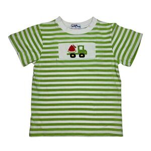 Vintage Silly Goose Shirt Boys 4 Smocked Embroidered Striped Watermelon Truck